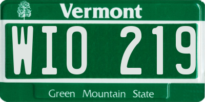 VT license plate WIO219