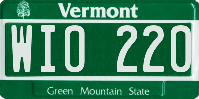 VT license plate WIO220