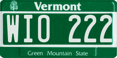 VT license plate WIO222