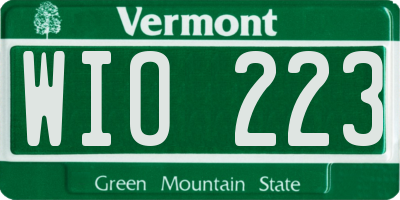 VT license plate WIO223