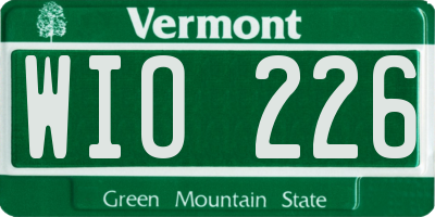 VT license plate WIO226
