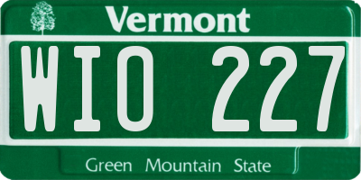 VT license plate WIO227