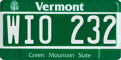 VT license plate WIO232