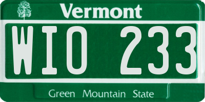 VT license plate WIO233