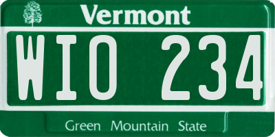 VT license plate WIO234