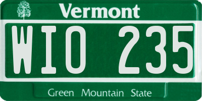 VT license plate WIO235