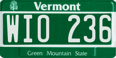 VT license plate WIO236