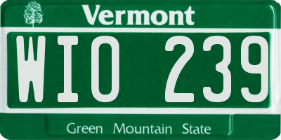 VT license plate WIO239