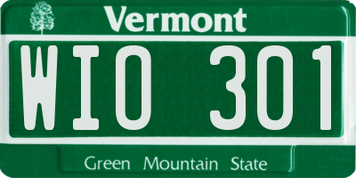 VT license plate WIO301