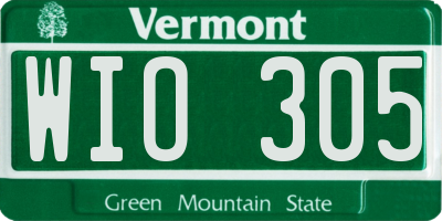 VT license plate WIO305