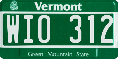 VT license plate WIO312