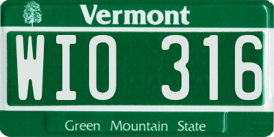 VT license plate WIO316