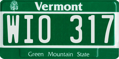 VT license plate WIO317