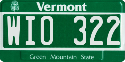 VT license plate WIO322