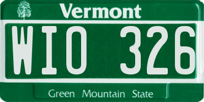 VT license plate WIO326