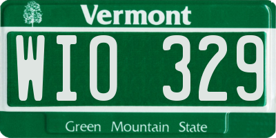 VT license plate WIO329