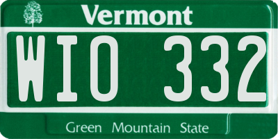 VT license plate WIO332