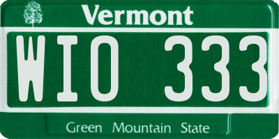 VT license plate WIO333
