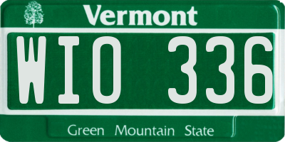 VT license plate WIO336