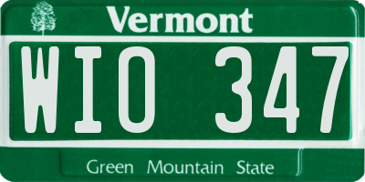VT license plate WIO347