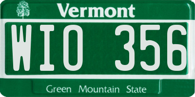 VT license plate WIO356