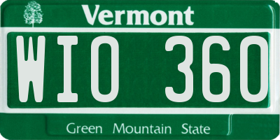VT license plate WIO360