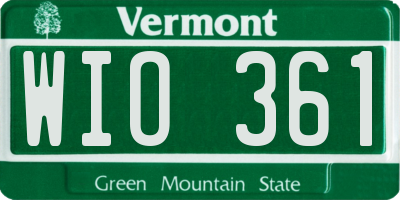 VT license plate WIO361