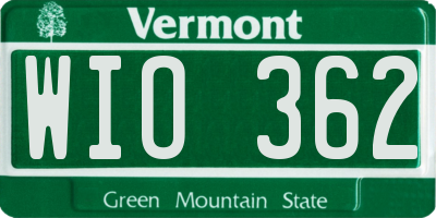 VT license plate WIO362
