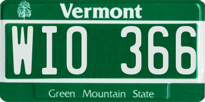 VT license plate WIO366