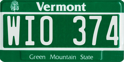 VT license plate WIO374