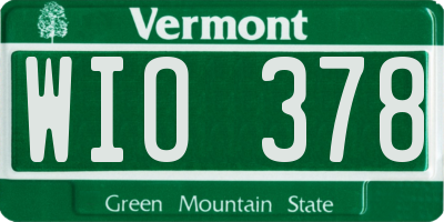 VT license plate WIO378