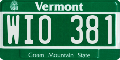 VT license plate WIO381