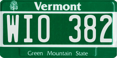 VT license plate WIO382
