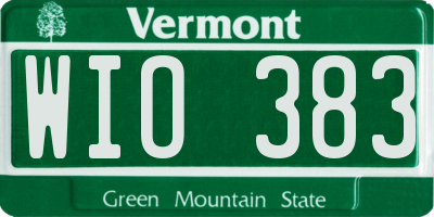 VT license plate WIO383