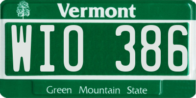 VT license plate WIO386