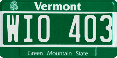 VT license plate WIO403