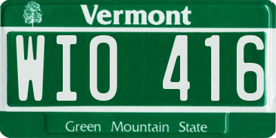VT license plate WIO416