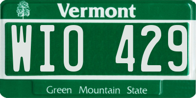 VT license plate WIO429