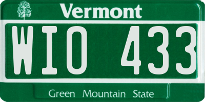 VT license plate WIO433