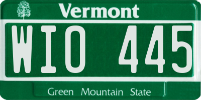 VT license plate WIO445