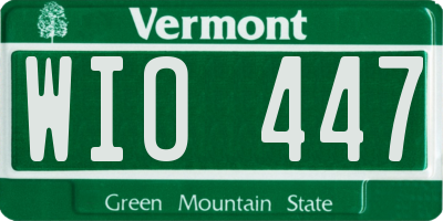VT license plate WIO447