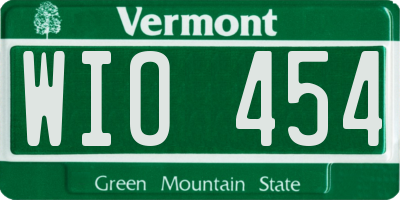 VT license plate WIO454