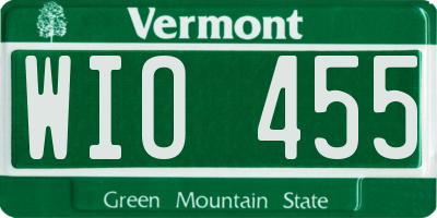 VT license plate WIO455