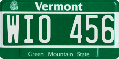 VT license plate WIO456