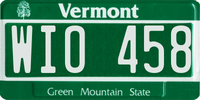 VT license plate WIO458