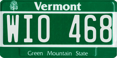 VT license plate WIO468