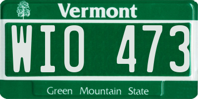 VT license plate WIO473