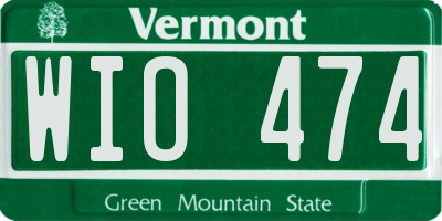 VT license plate WIO474