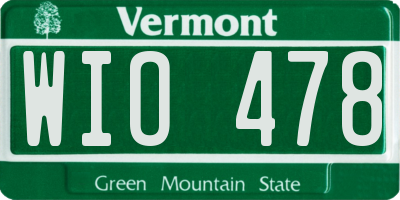 VT license plate WIO478
