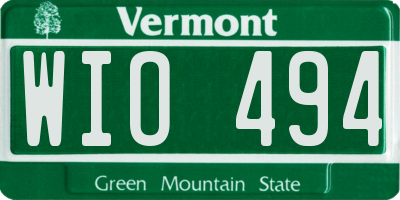 VT license plate WIO494